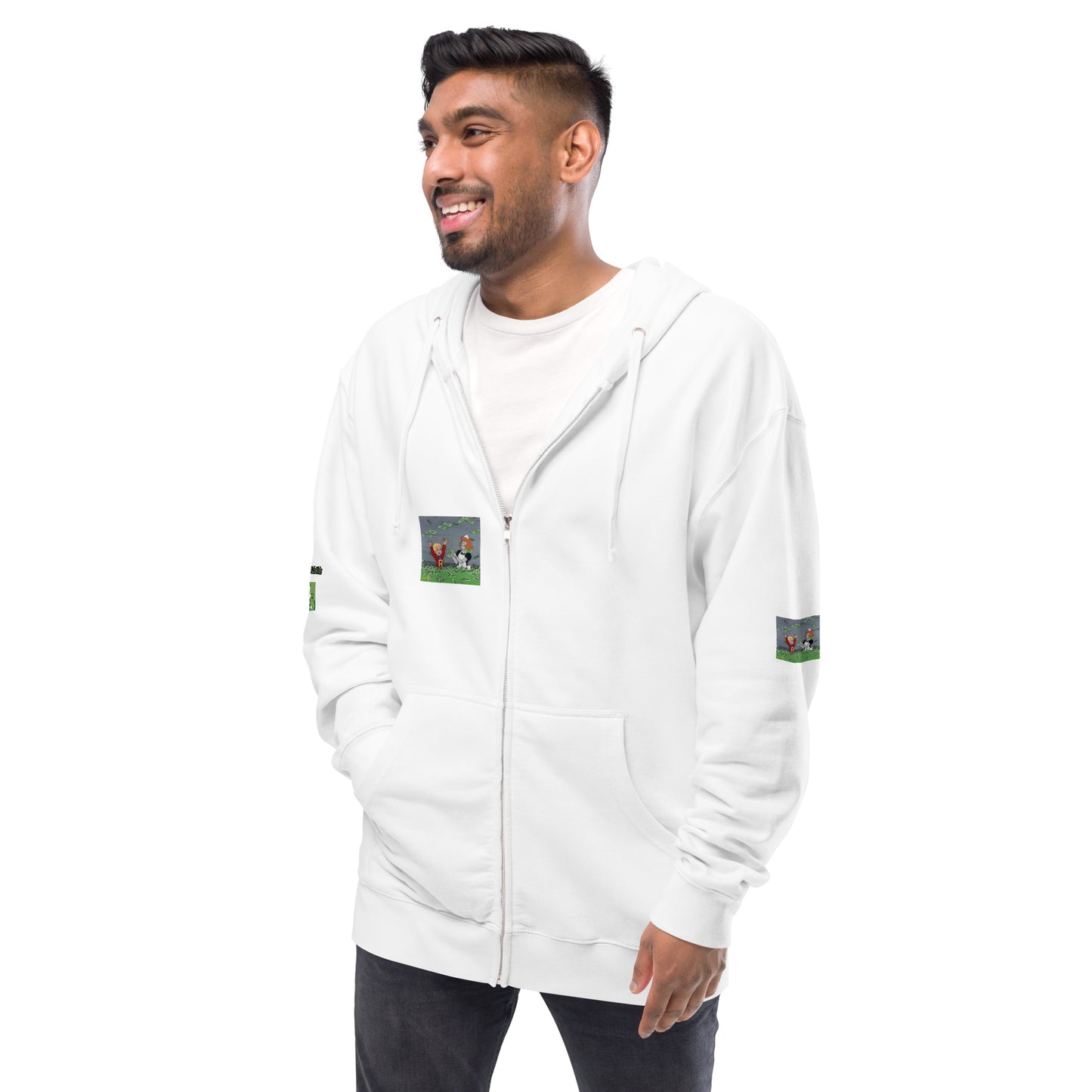 Unisex fleece zip up hoodie