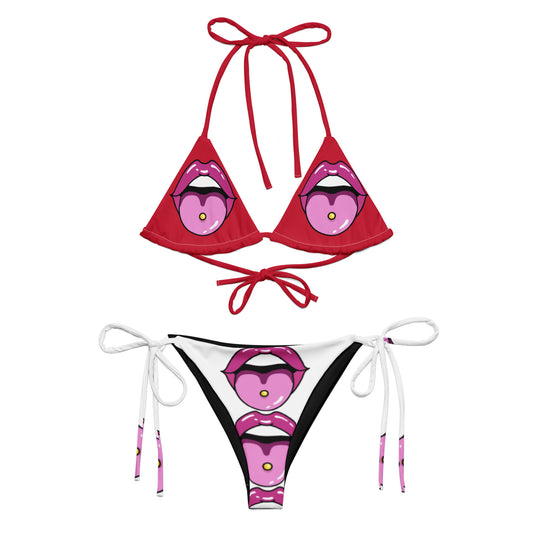 All-over print recycled string bikini