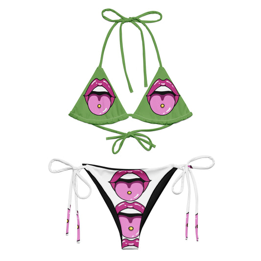 All-over print recycled string bikini