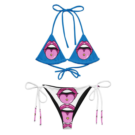 All-over print recycled string bikini