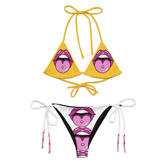 All-over print recycled string bikini
