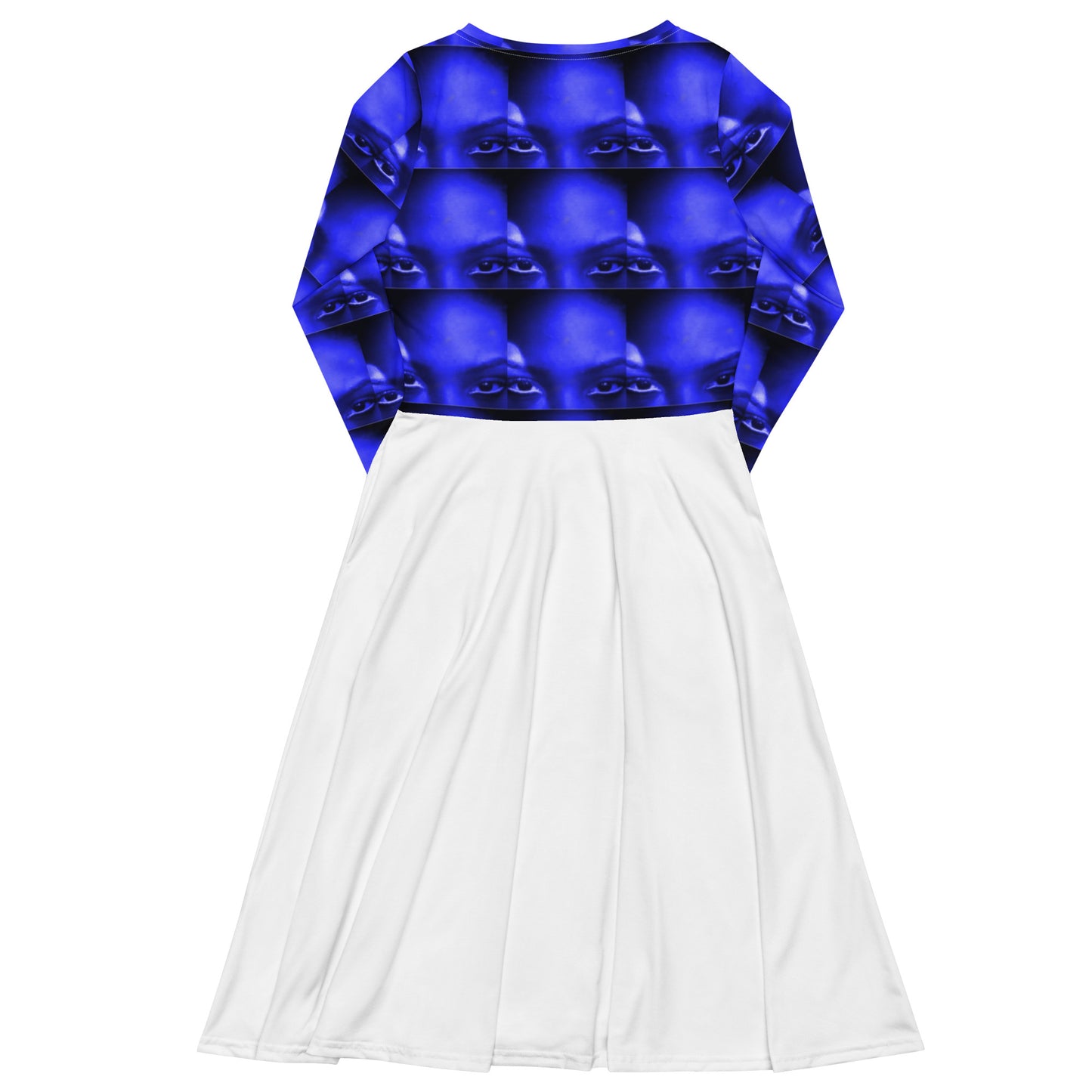 All-over print long sleeve midi dress