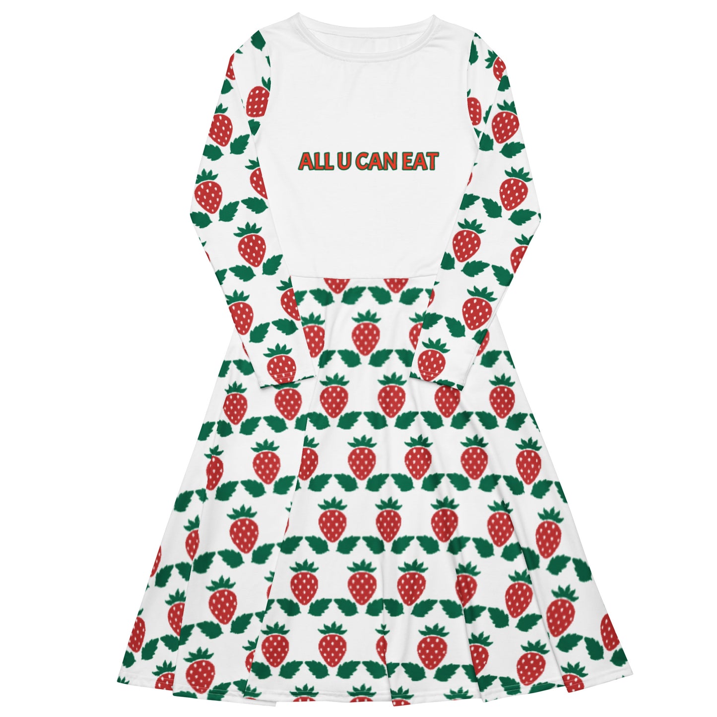 All-over print long sleeve midi dress