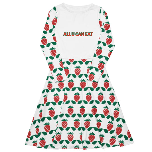 All-over print long sleeve midi dress