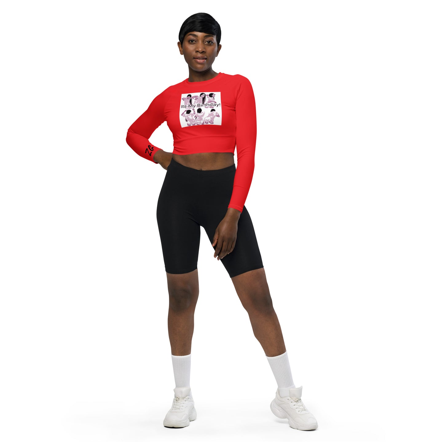 Recycled long-sleeve crop top