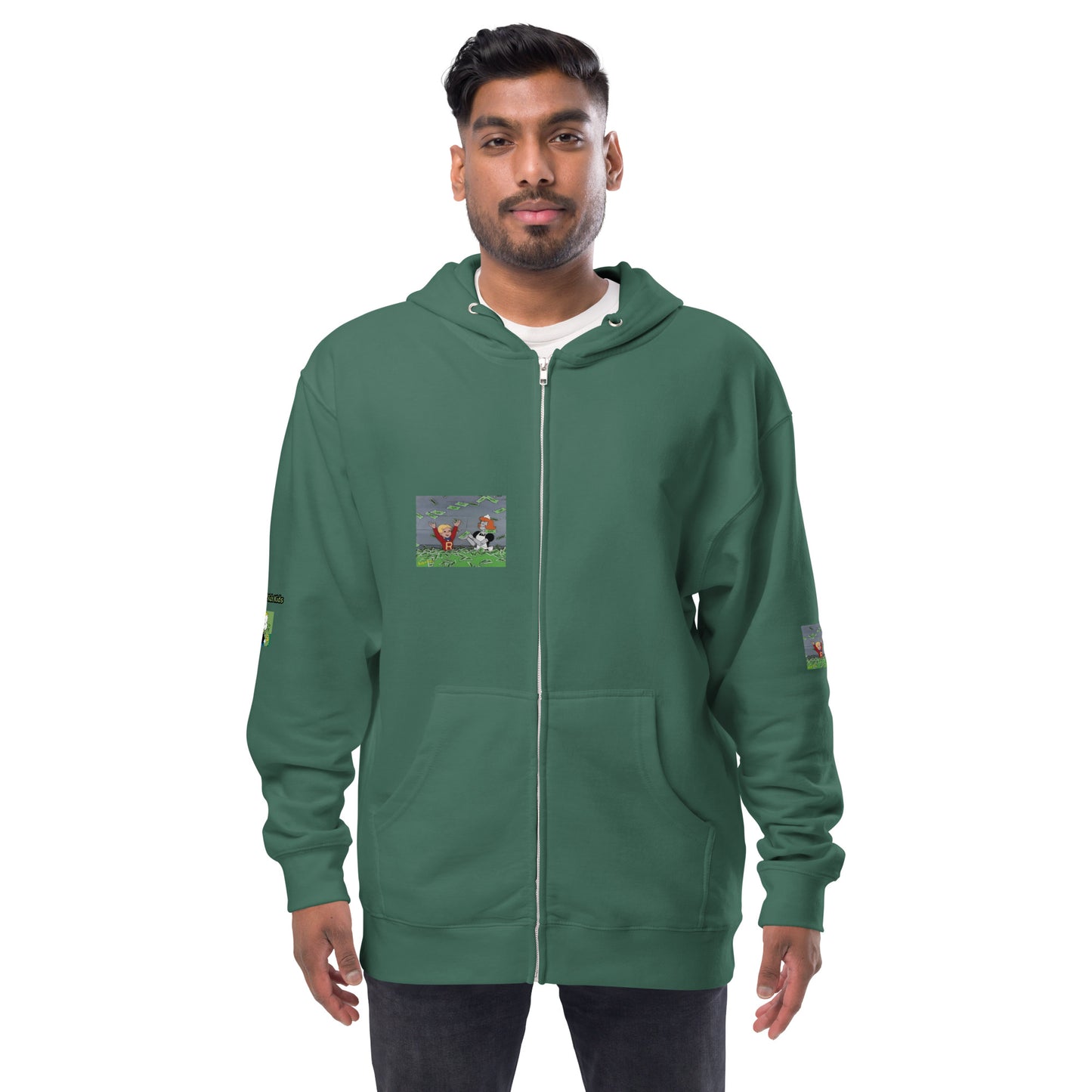 Unisex fleece zip up hoodie