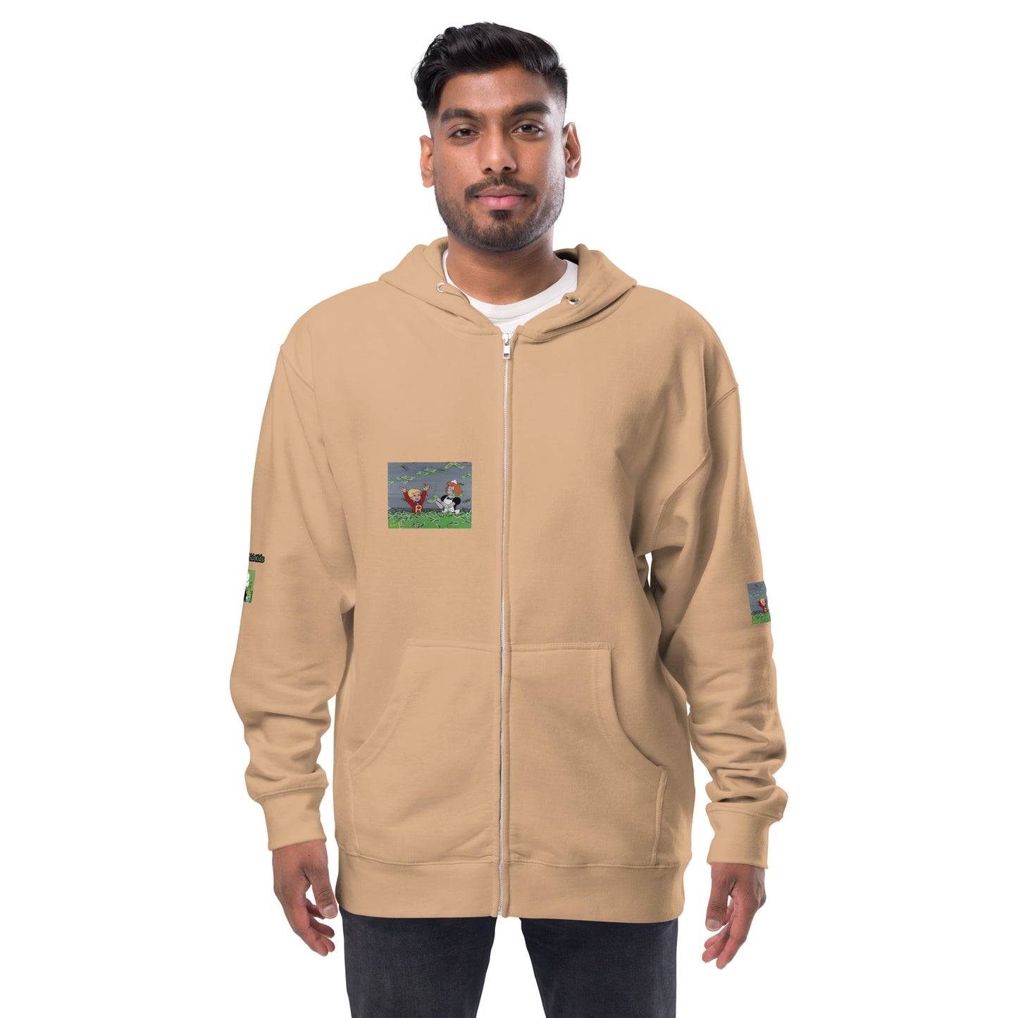 Unisex fleece zip up hoodie