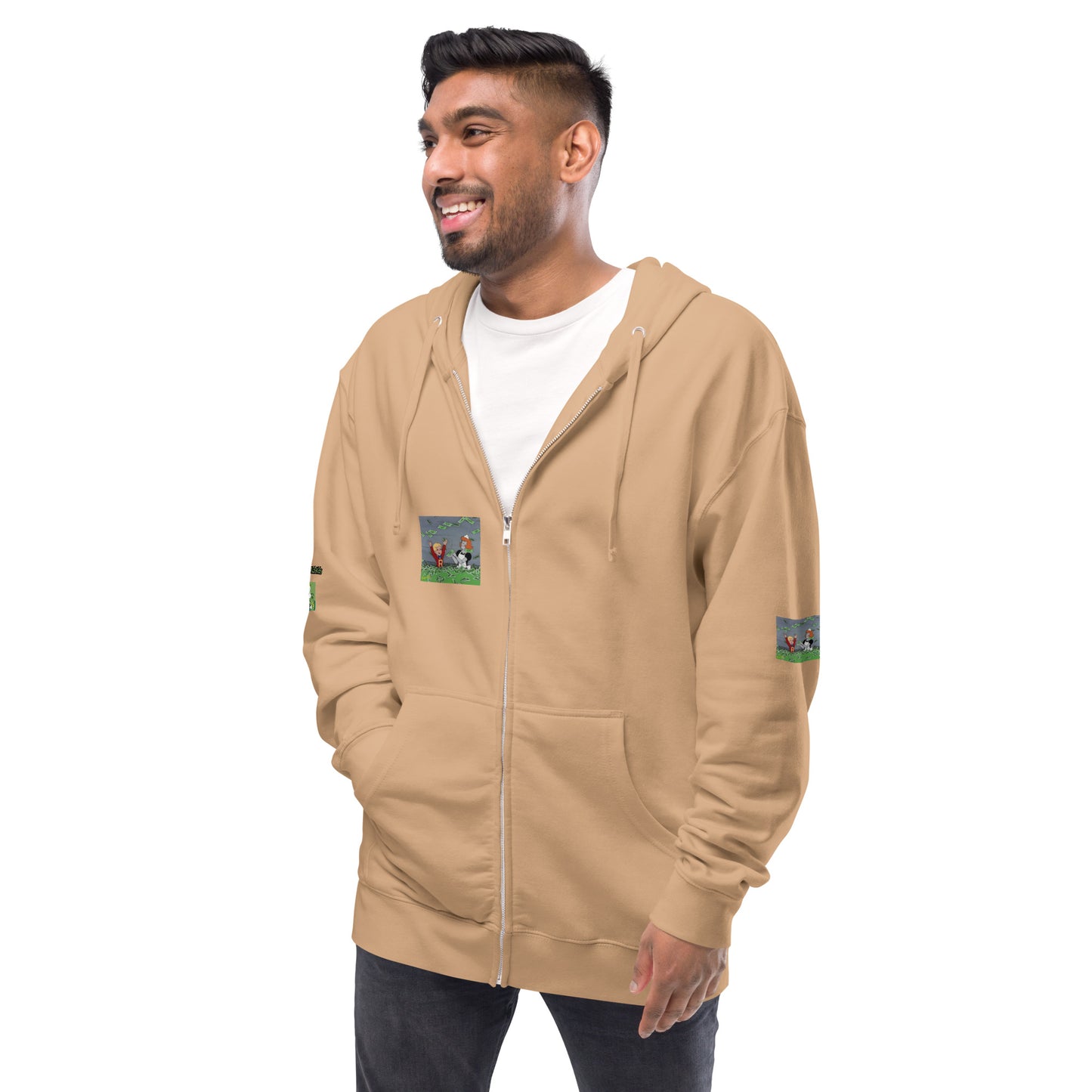 Unisex fleece zip up hoodie