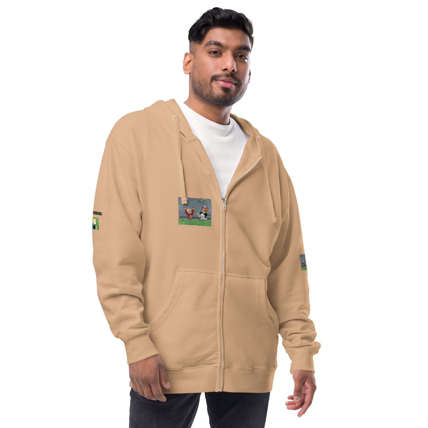 Unisex fleece zip up hoodie