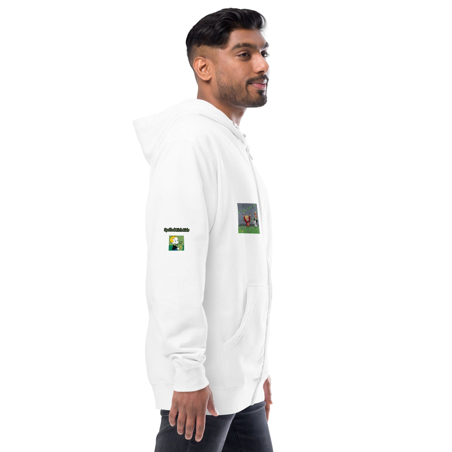 Unisex fleece zip up hoodie